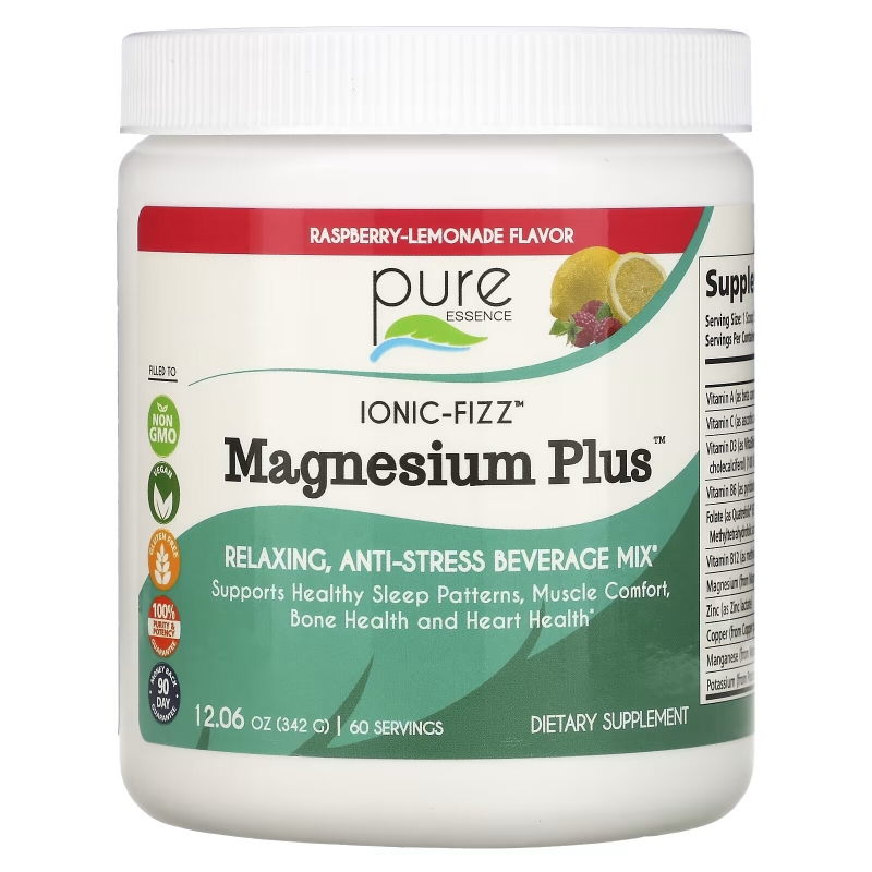 Pure Essence Ionic-Fizz Magnesium Plus Raspberry Lemonade Flavor 12.06 oz (342 g)