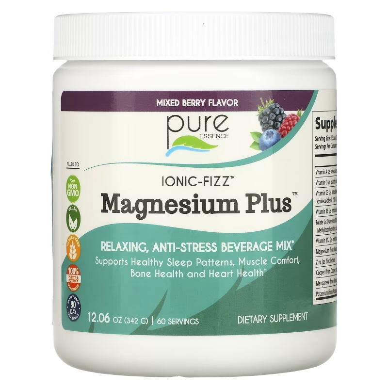 Pure Essence Ionic-Fizz Magnesium Plus ягодная смесь 1206 унций (342 г)