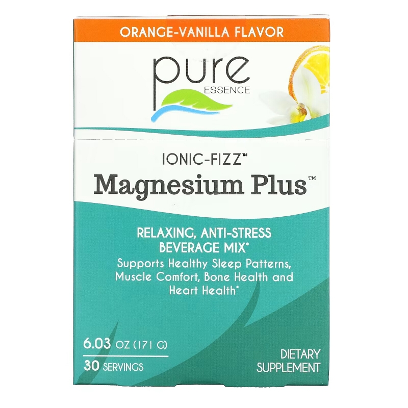 Pure Essence, Ionic-Fizz, Magnesium Plus, апельсин и ваниль, 30 пакетиков по 5,7 г (0,2 унции)