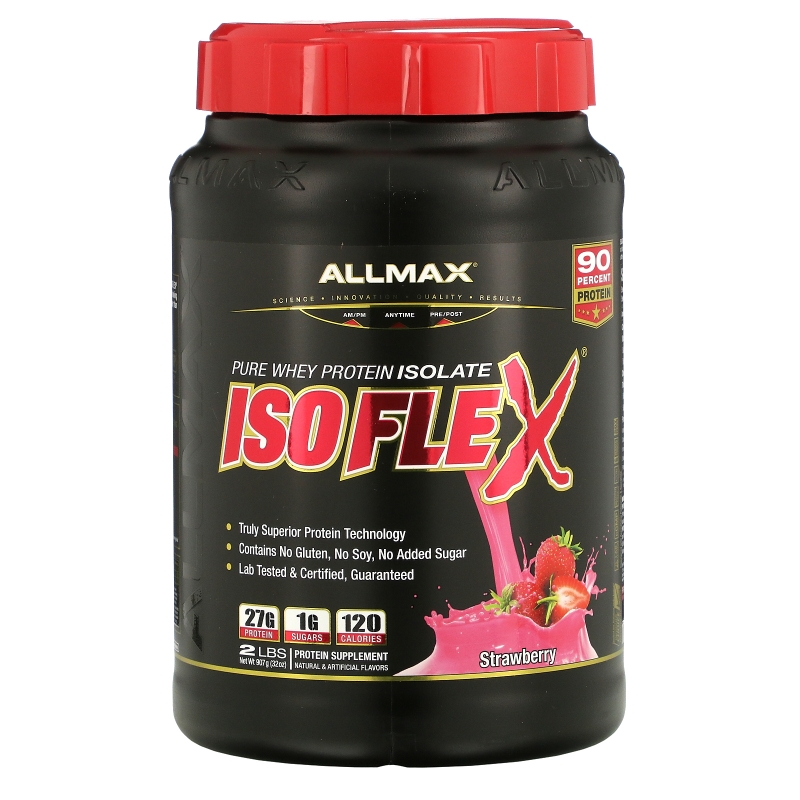 ALLMAX Nutrition, Изофлекс, Чистый Изолят Сывороточного Протеина, Клубника, 2 фунта (907 г)