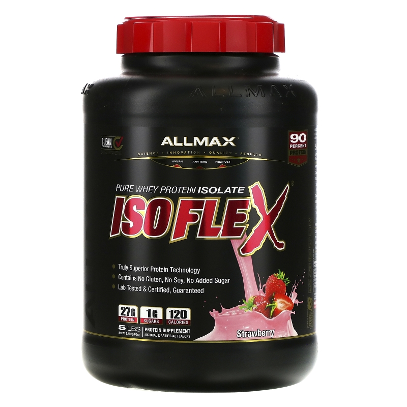 ALLMAX Nutrition, Изофлекс, Чистый Изолят Сывороточного Протеина, Клубника, 5 фунтов. (2.27 кг)