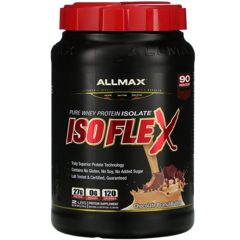 ALLMAX Nutrition, Изофлекс, Чистый Сывороточный Изолят, Шоколадное Арахисовое Масло, 2 фунта (907 г)