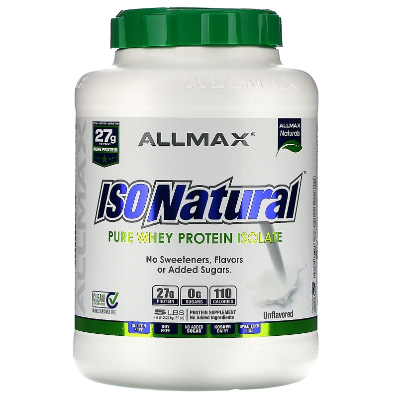 ALLMAX Nutrition, IsoNatural, Чистый Изолят Сывороточного Протеина, Оригинальный, Без вкуса, 79 унции (2.25 кг)