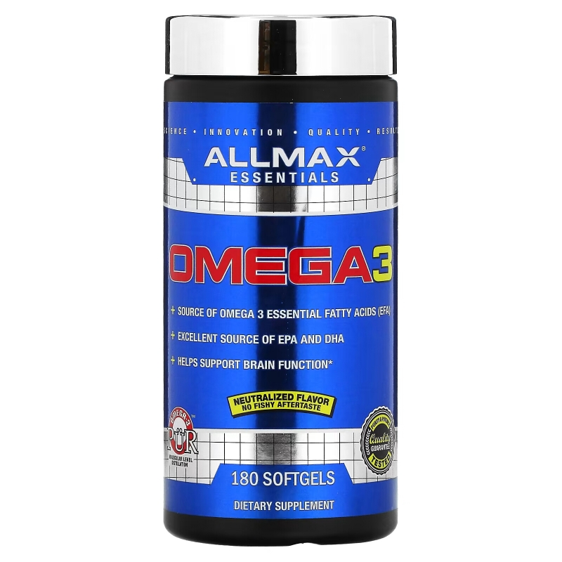 ALLMAX Nutrition, Omega 3, Ultra-Pure Cold-Water Fish Oil Concentrate, 180 Softgels