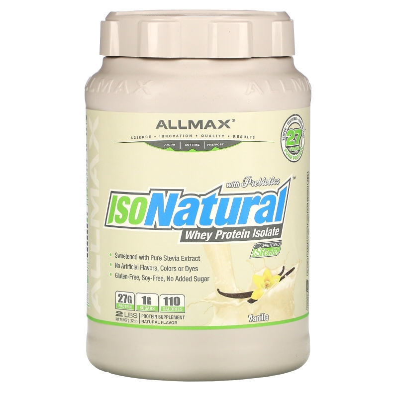 ALLMAX Nutrition, IsoNatural, Изолят Сывороточного Протеина, Ваниль, 2 фунта (907 г)