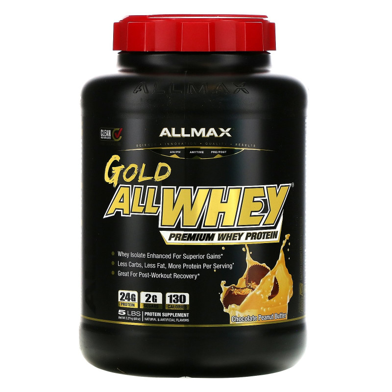 ALLMAX Nutrition, AllWhey Gold, Premium Isolate / Whey Protein Blend, Chocolate Peanut Butter, 5 lbs. (2.27 kg)