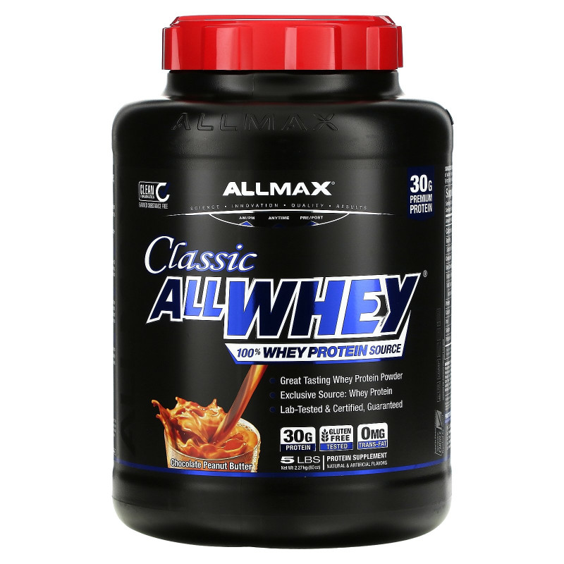 ALLMAX Nutrition, AllWhey Classic, Pure Whey Protein Blend, Chocolate Peanut Butter, 5 фунтов (2.27 кг)