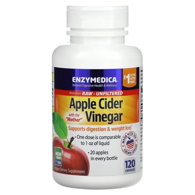 Enzymedica, Apple Cider Vinegar with the Mother,  120 Capsules