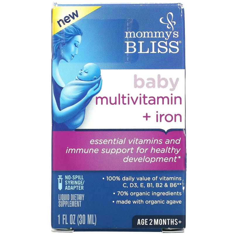 Mommy's Bliss, Baby Multivitamin + Iron, Ages 2 Months, Grape, 1 fl oz ( 30 ml)