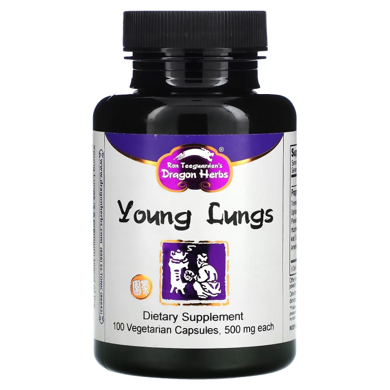 Dragon Herbs Молодые легкие 500 мг 100 растительных капсул