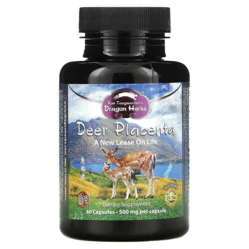 Dragon Herbs Плацента оленя 500 мг каждая 60 капсул