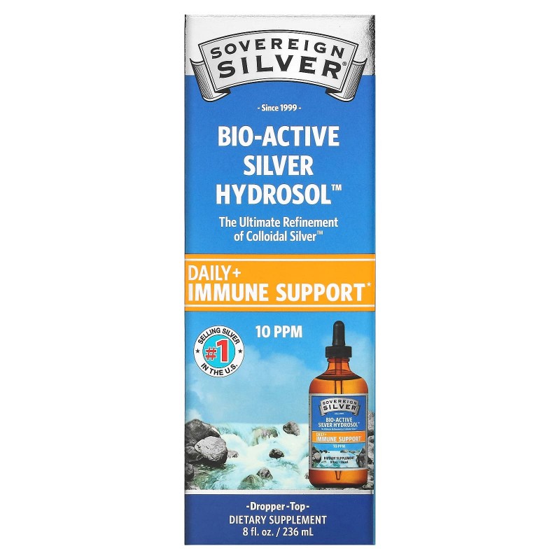Sovereign Silver, Bio-Active Silver Hydrosol Dropper-Top, 10 PPM, 8 fl oz (236 ml)
