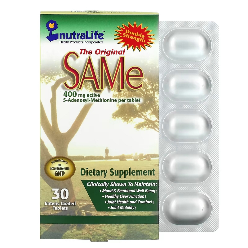 NutraLife Новые SAMe 400 мг 30 таблеток в кишечнорастворимой оболочке