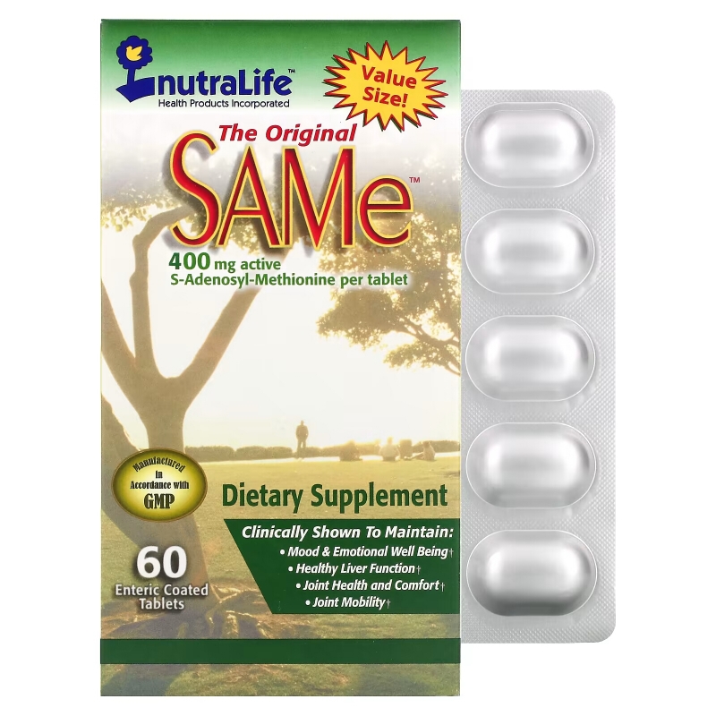 NutraLife, The Original SAMe (S-Adenosyl-L-Methionine) , 400 mg, 60 Enteric Coated Caplets