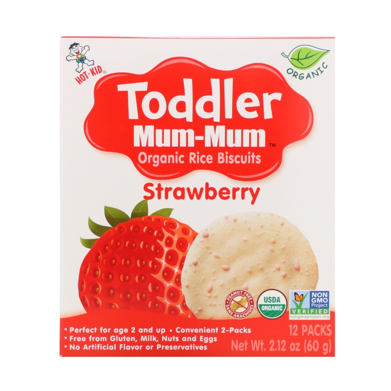 Hot Kid Toddler Mum-Mum органическое клубничное рисовое печенье 24 печений 176 унции (50 г)