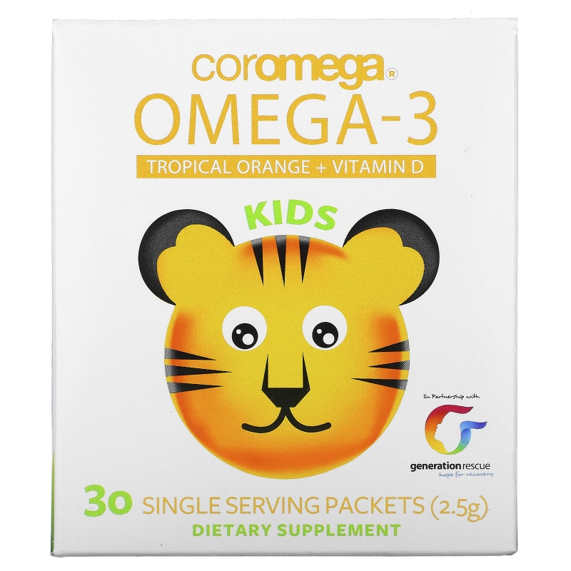 Coromega Kids Omega3 Orange 30 Squeeze Packets 2.5 g Each