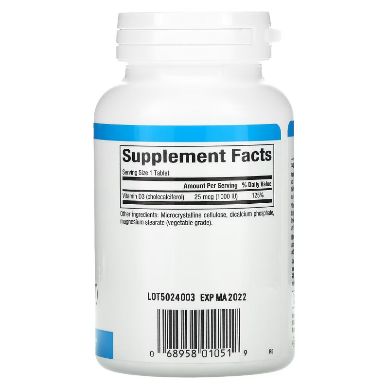 Natural Factors, Vitamin D3, 25 mcg (1,000 IU), 180 Tablets