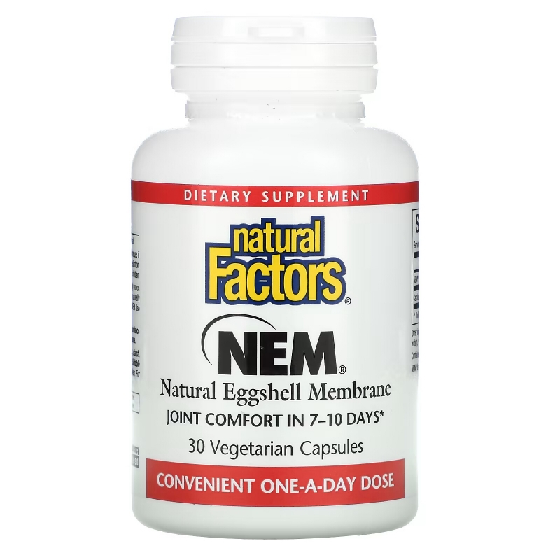 Natural Factors, NEM, натуральная оболочка из яичной скорлупы, 30 вегетарианских капсул