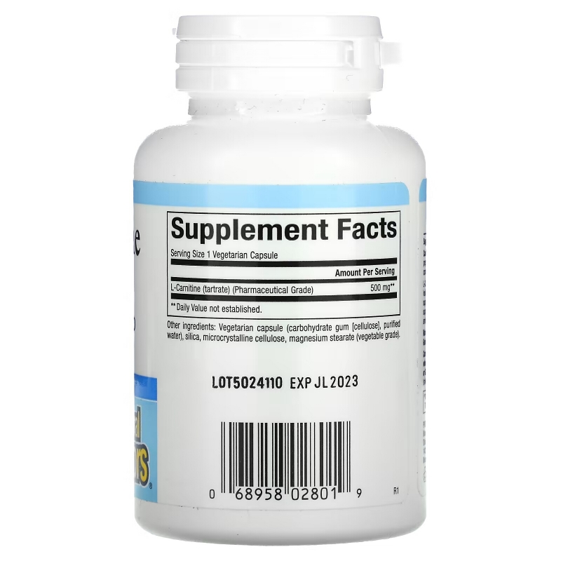 Natural Factors, L-карнитин, 500 мг, 60 вегетарианских капсул