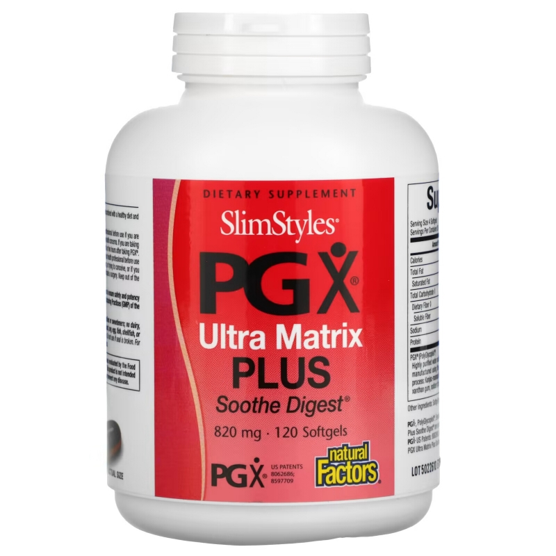 Natural Factors, SlimStyles PG X, Ultra Matrix Plus, Soothe Digest, 820 mg, 120 Softgels
