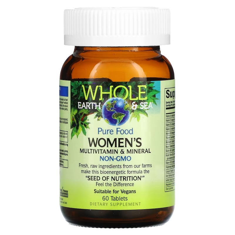 Natural Factors, Whole Earth & Sea, Multivitamin und Mineralstoff für Frauen, 60 Tabletten