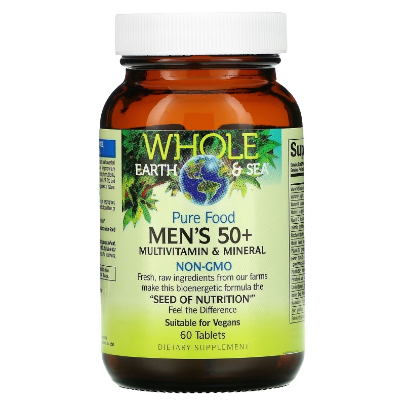 Natural Factors, Whole Earth & Sea, мультивитаминный и минеральный комплекс для мужчин старше 50 лет, 60 таблеток