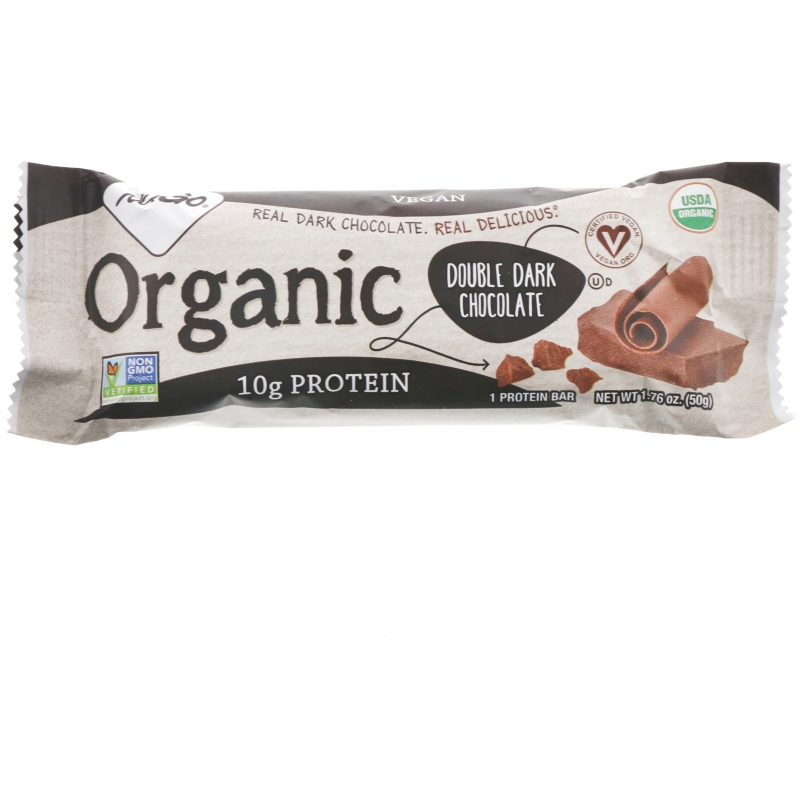 NuGo Nutrition, Органический двойной темный шоколад, 12 органических белковых батончиков, 1,76 унции (50 г) каждый