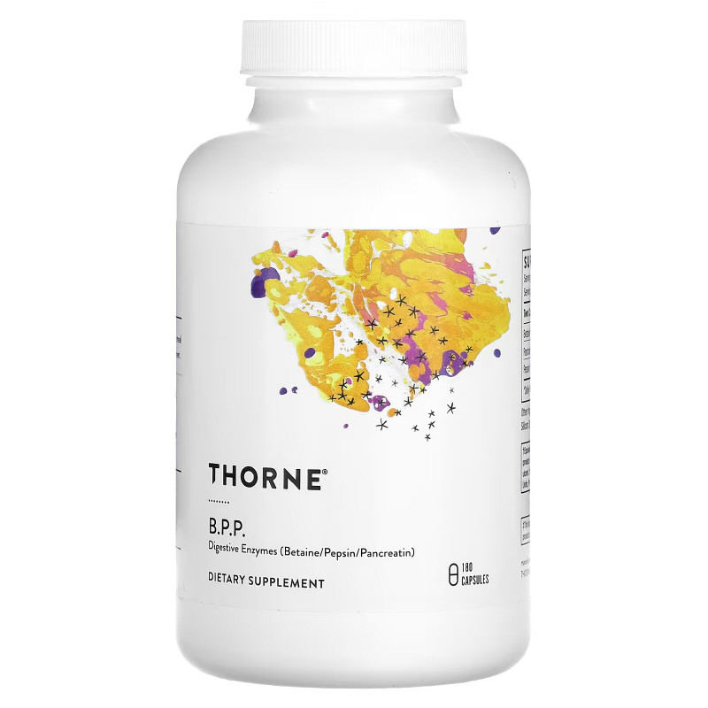Thorne Research Б.П.П. бетаин / пепсин / панкреатин 180 растительных капсул