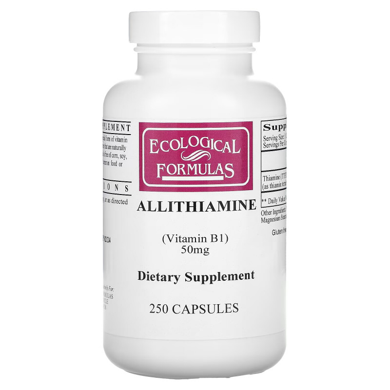 Cardiovascular Research Ltd. Ecological Formulas Allithiamine (Vitamin B1) 50 mg 250 Capsules