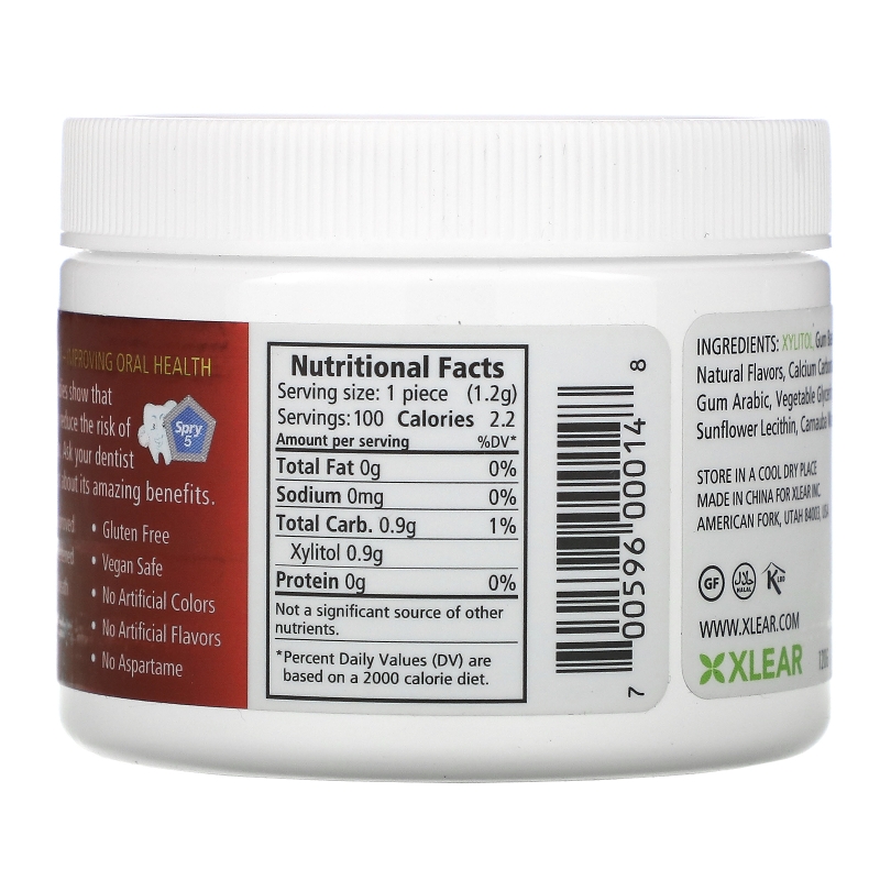 Xlear Inc (Xclear) Жевательная резинка Spry Сinnammon (Корица) без сахара 100 подушечек (108 г)