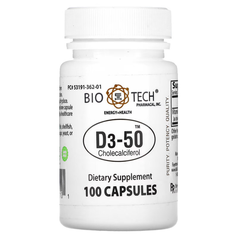 Bio Tech Pharmacal Inc D3-50 холекальциферол 100 капсул