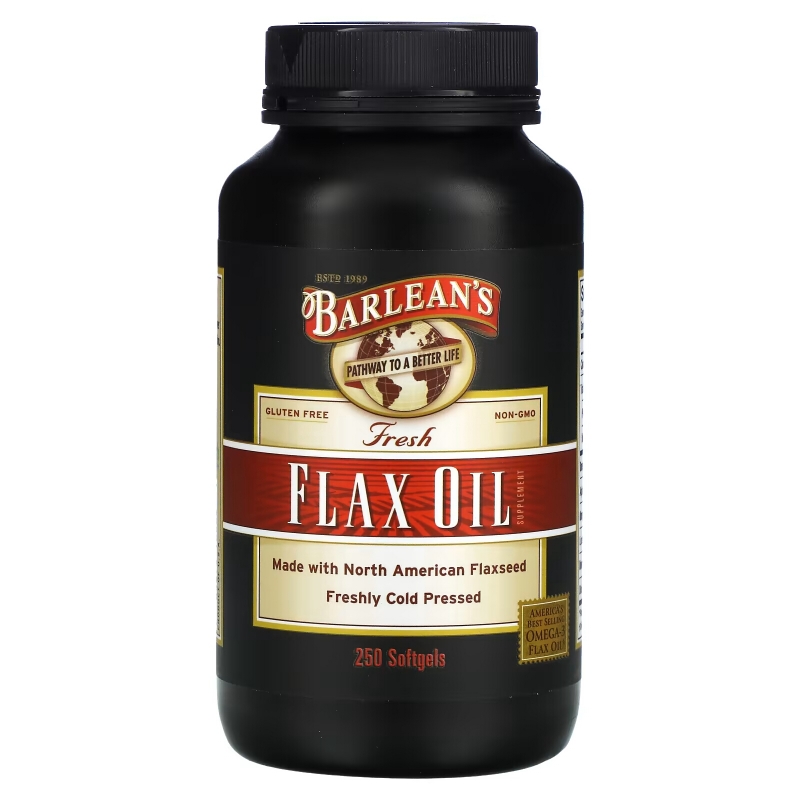 Barlean's Льняное масло без примесей 1000 мг 250 гелевых капсул