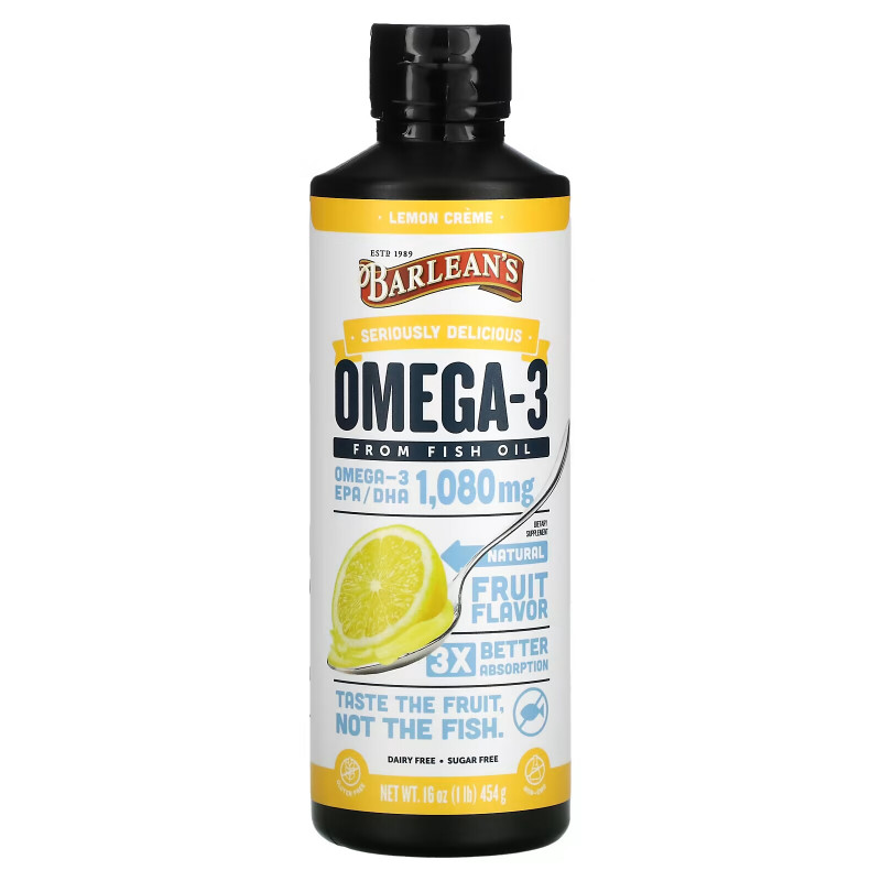 Barlean's Organic Oils Omega Swirl Omega-3 Fish Oil Supplement Lemon Zest 16 fl oz (454 g)