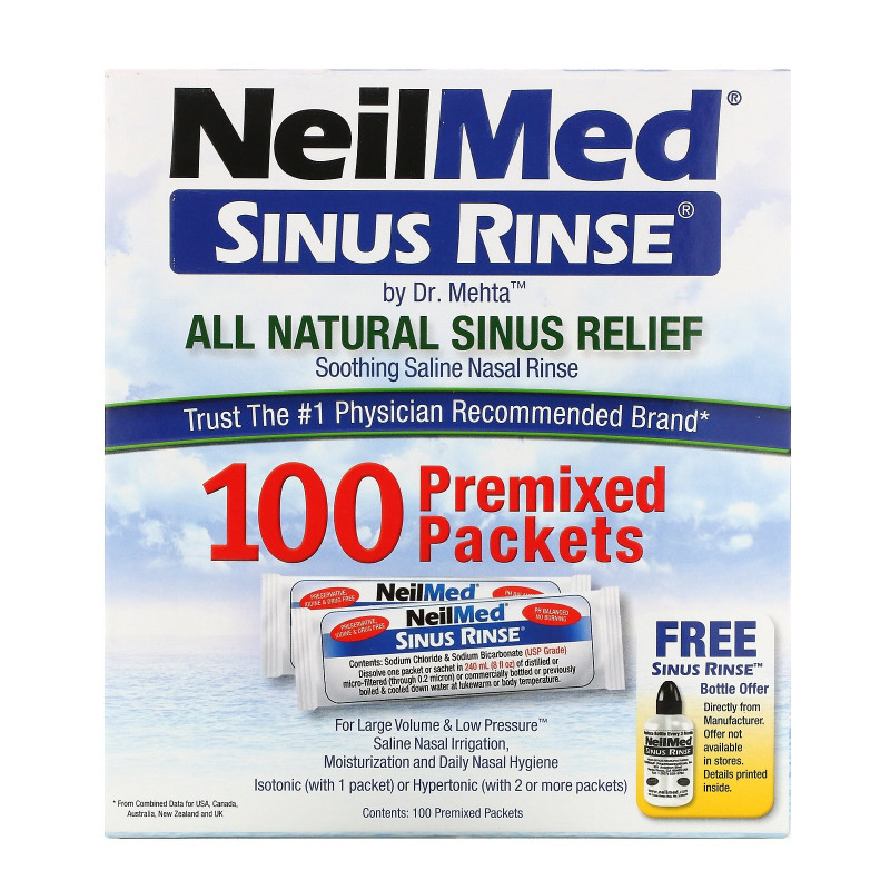 NeilMed, Sinus Rinse, All Natural Relief, 100 Premixed Packets