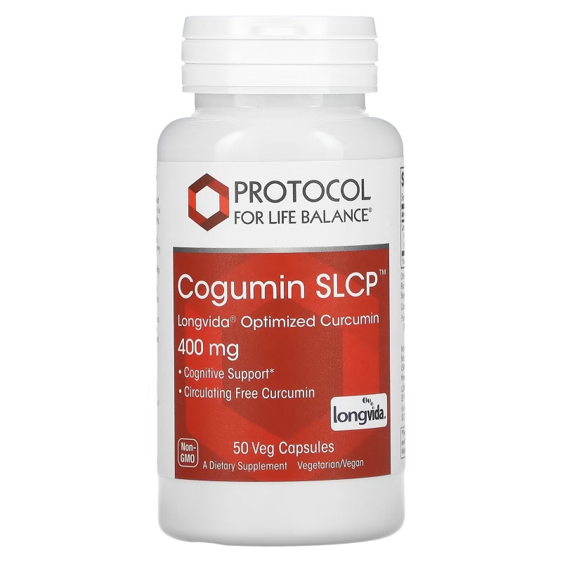 Protocol for Life Balance, Куркумин SLCP, Longvida Оптимизированный куркумин, 400 мг, 50 вегетарианских капсул