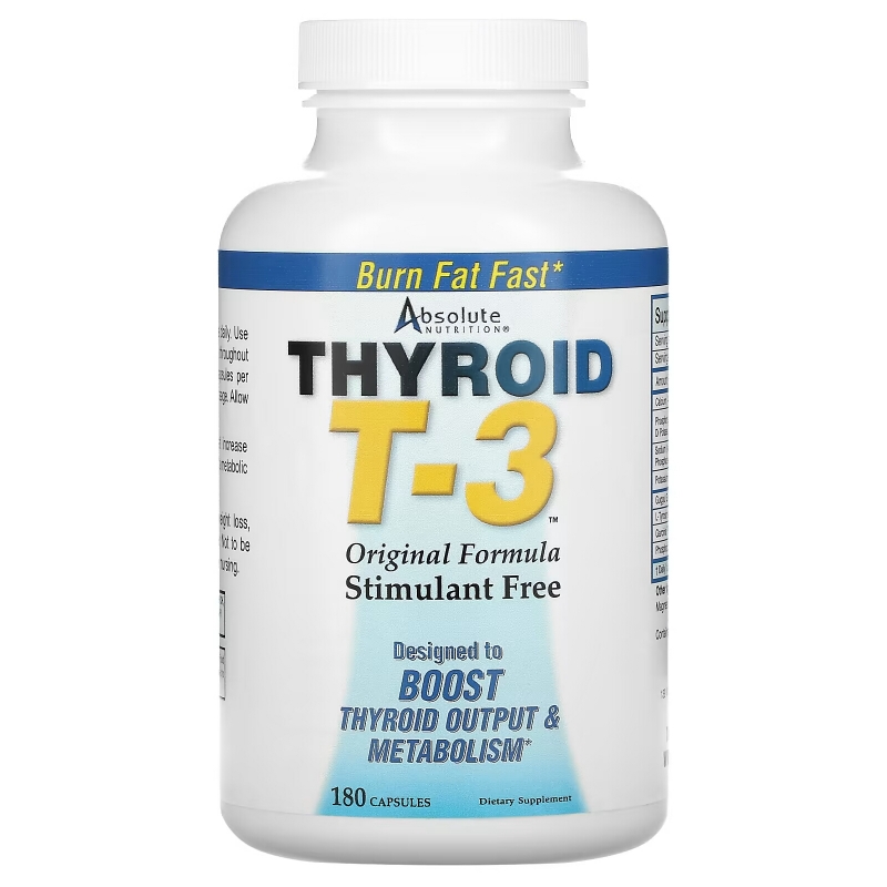 Absolute Nutrition Thyroid T-3 Original Formula 180 Capsules