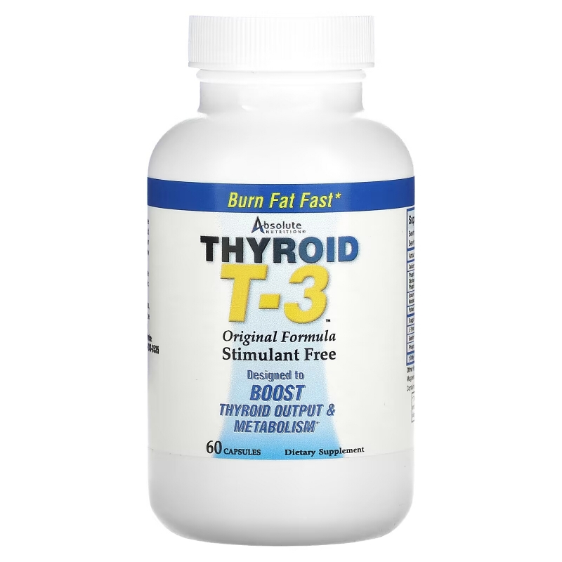 Absolute Nutrition Thyroid T-3 Original Formula 2 Bottles 60 Capsules Each
