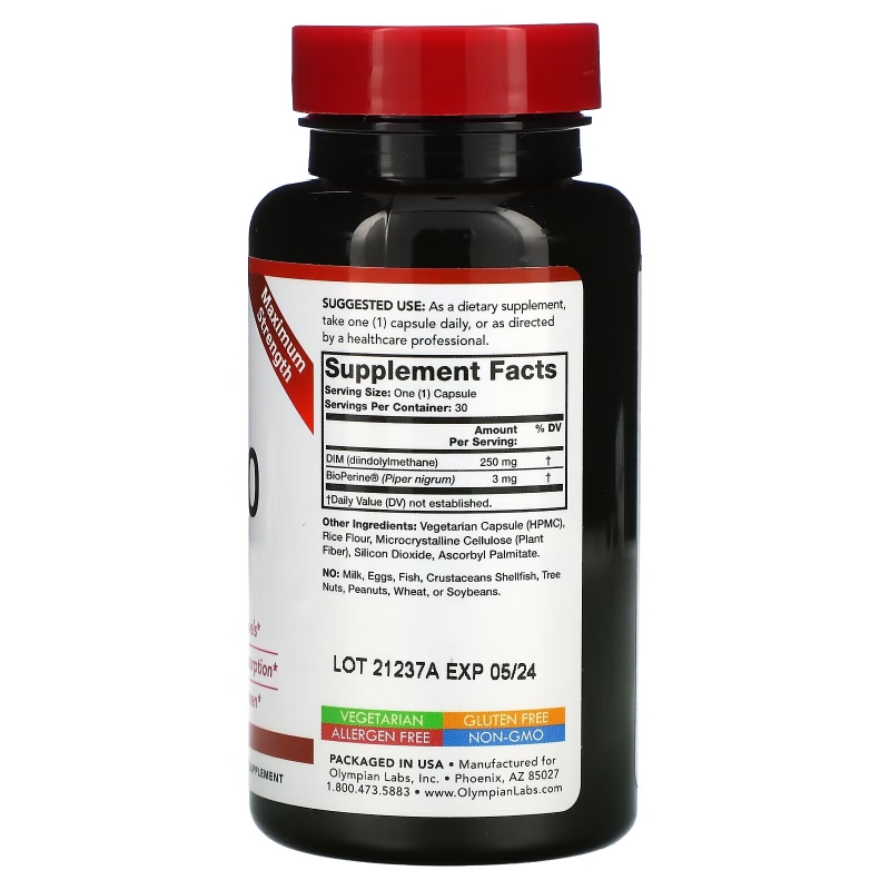 Olympian Labs Inc. DIM (Diindolylmethane) 250 mg 30 Veggie Caps