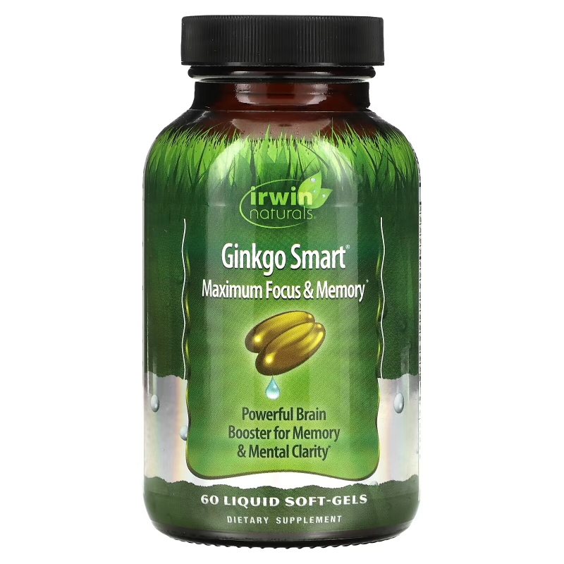 Irwin Naturals Ginkgo Smart максимальная концетрация  и память 60 жидких капсул
