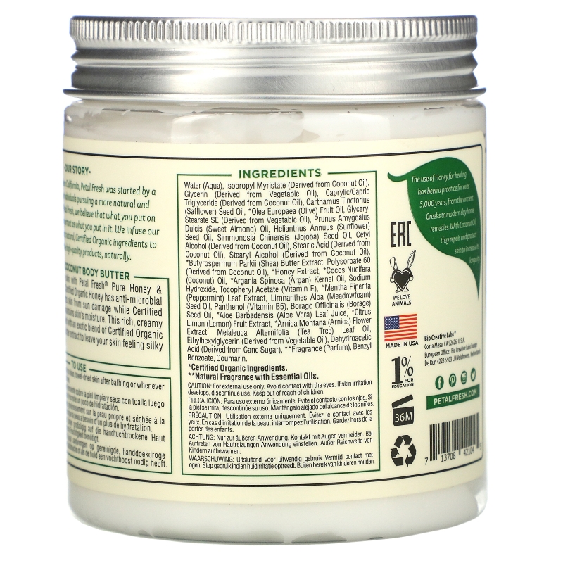 Petal Fresh Body Butter Restoring Honey & Coconut Oil 8 oz (237 ml)