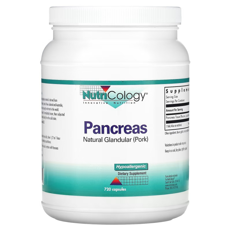 Nutricology Панкреас натуральный железистый материал (свиной) 720 растительных капсул