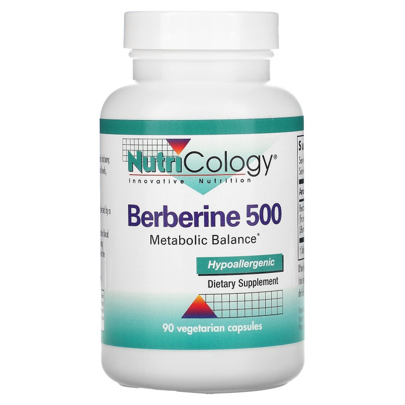 Nutricology, Берберин 500, 90 вегетарианских капсул