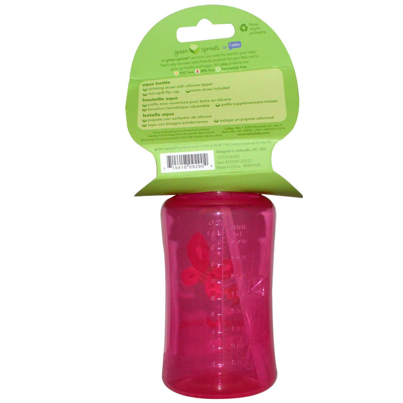 iPlay Inc. Green Sprouts Бутылка для воды розовая 300 мл