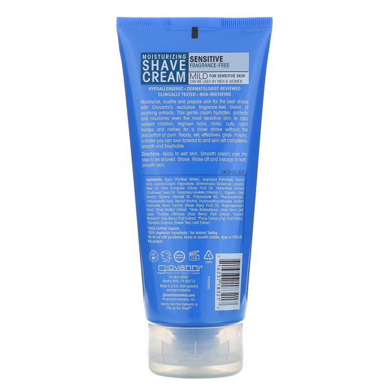 Giovanni Moisturizing Shave Cream Sensitive Fragrance Free 7 fl oz (207 ml)