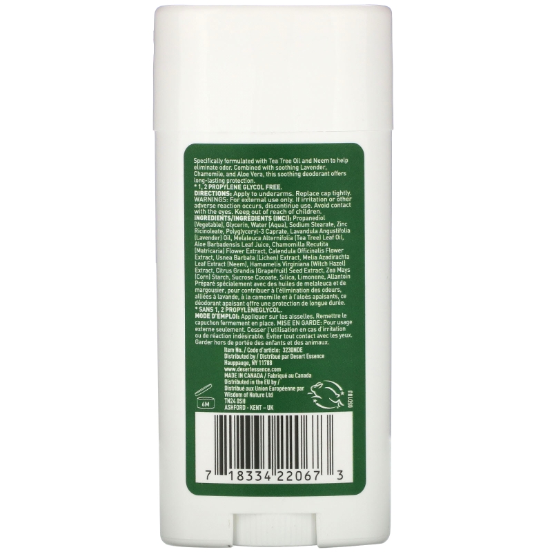 Desert Essence Tea Tree Oil Deodorant with Lavender Oil 2.5 oz (70 ml)