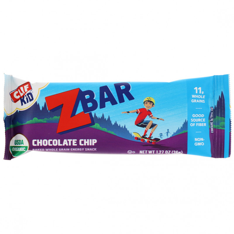 Clif Bar Clif Kid Органические батончики Z с шоколадной крошкой 18 батончиков 127 унции (36 г) каждый