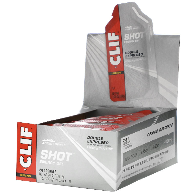 Clif Bar Shot Турбо-энергетический напиток двойной Экспрессо + кофеин 24 пакета 1.2 унций (34 г) каждый
