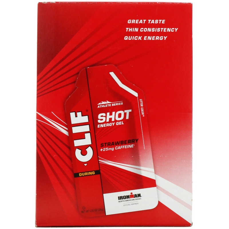 Clif Bar Shot  Энергетический гель Клубника + Кофеин 24 пакетика 1.2 унций (34 г) каждый