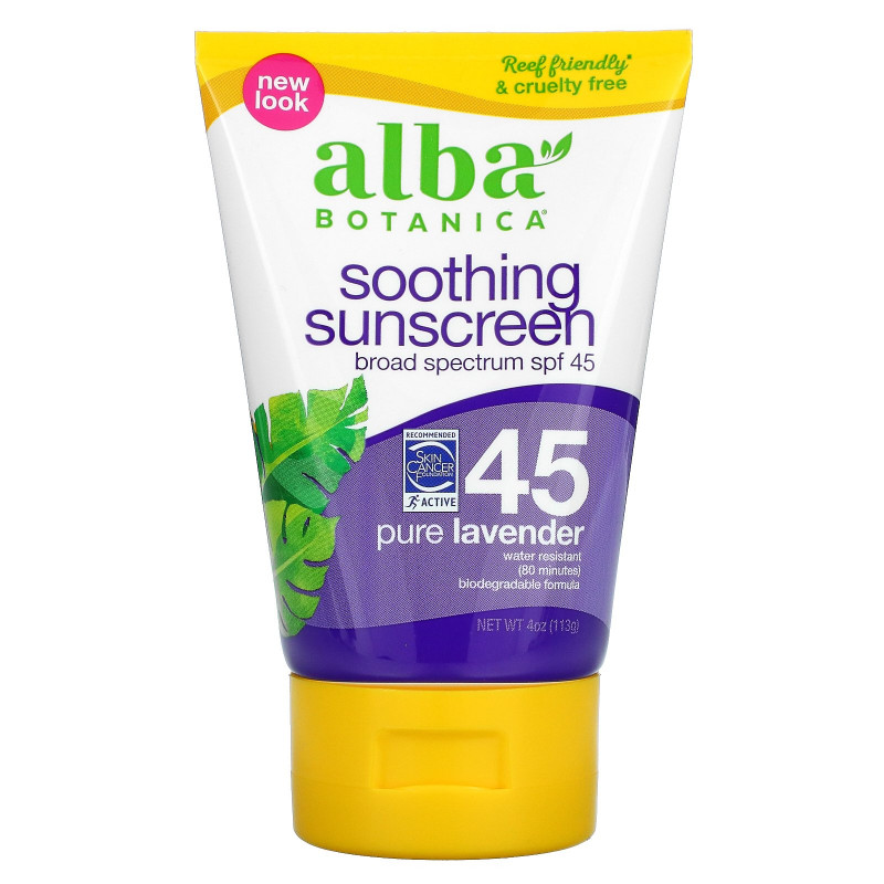 Alba Botanica Natural Very Emollient Sunscreen Pure Lavender SPF 45 Pure Lavender 113 g (4 oz)