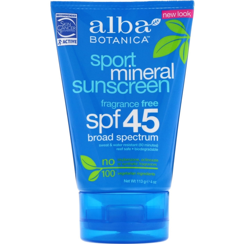 Alba Botanica Spor11.49t Mineral Sunscreen SPF 45 4 oz